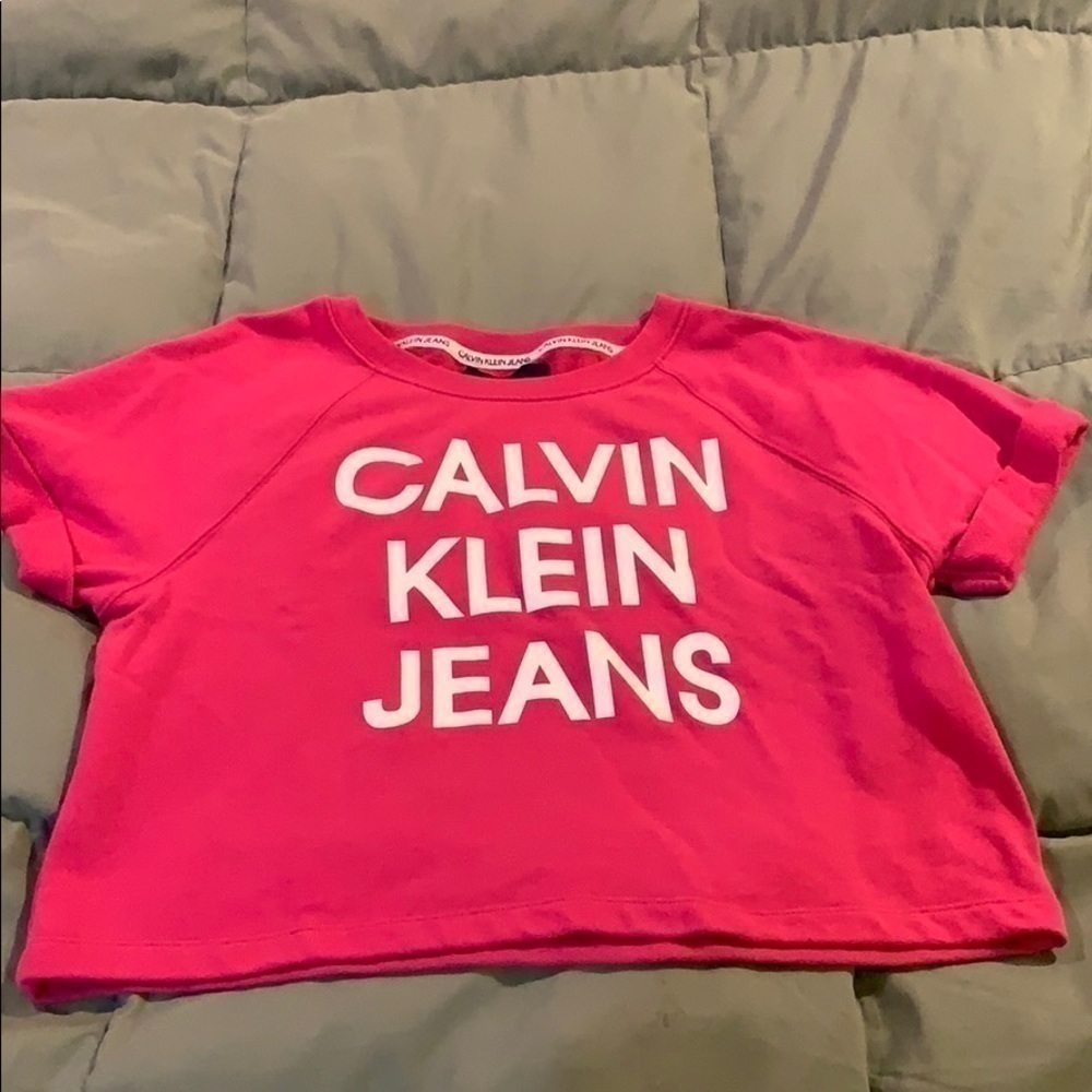 Calvin Klein oversized crop hot pink sweatshirt/M.